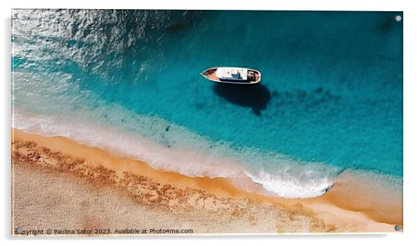 Coastline from drone Acrylic by Paulina Sator