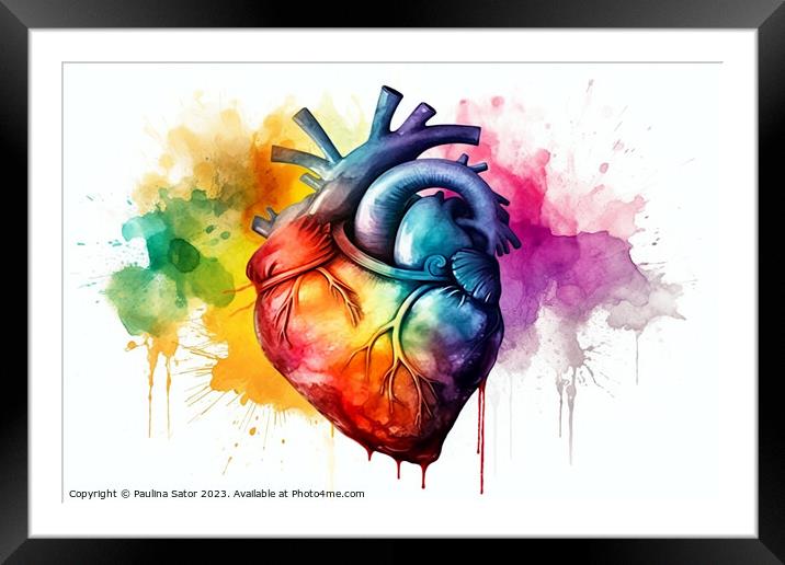 Rainbow heart Framed Mounted Print by Paulina Sator
