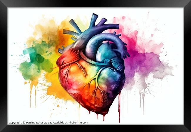 Rainbow heart Framed Print by Paulina Sator