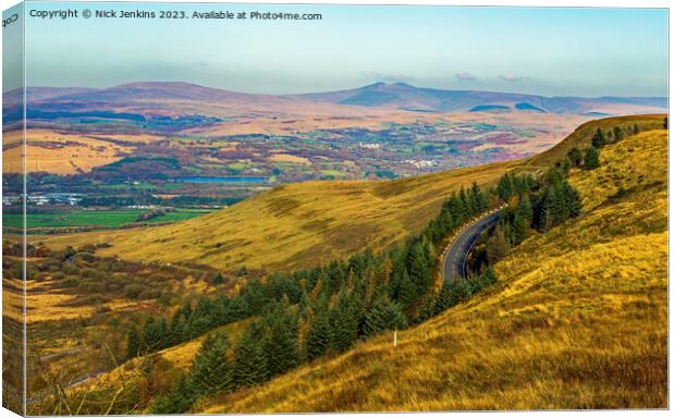 View from Rhigos Mountain to Brecon Beacons  Canvas Print by Nick Jenkins