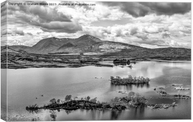 Lochan na h-Achlaise monochrome Canvas Print by Graham Moore