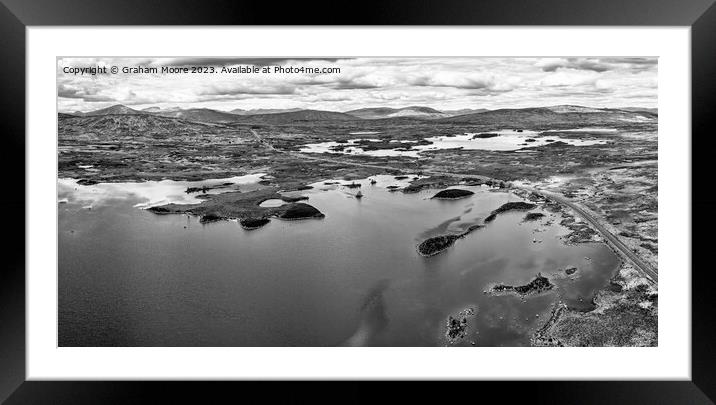 Lochan na h-Achlaise and Loch Ba monochrome Framed Mounted Print by Graham Moore