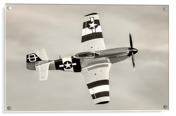 P51D Mustang in D-Day markings  Acrylic by Kevin Howchin