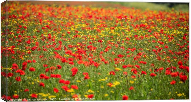 Vibrant Poppy Field Canvas Print by Simon Johnson
