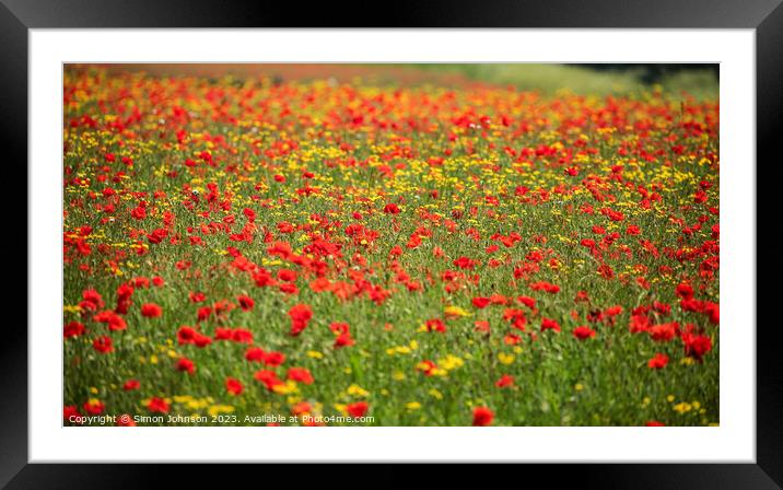 Vibrant Poppy Field Framed Mounted Print by Simon Johnson