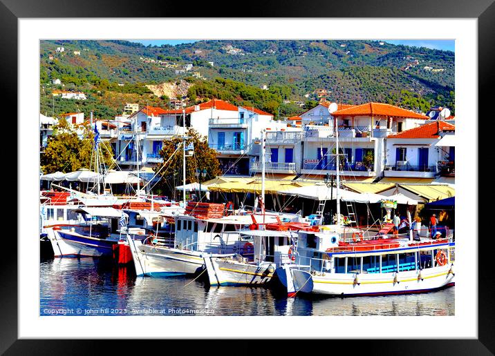 Vibrant Quayside at Skiathos, Greece Framed Mounted Print by john hill