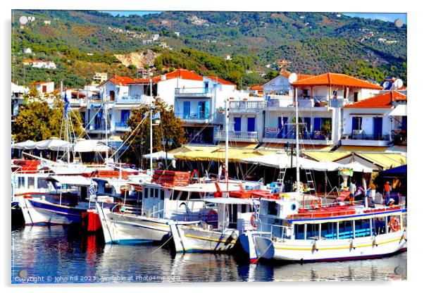 Vibrant Quayside at Skiathos, Greece Acrylic by john hill