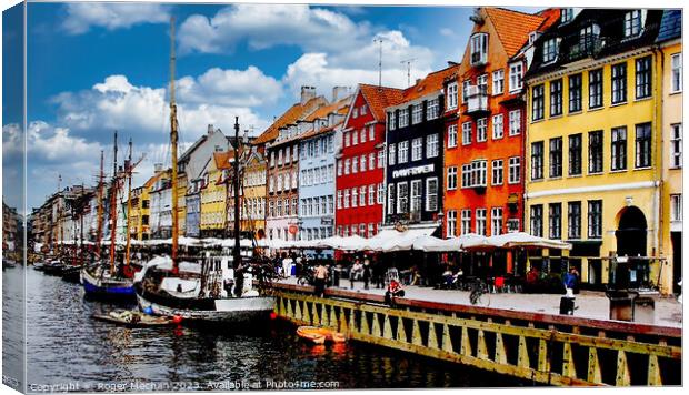 Colourful Nyhavn Canal Canvas Print by Roger Mechan