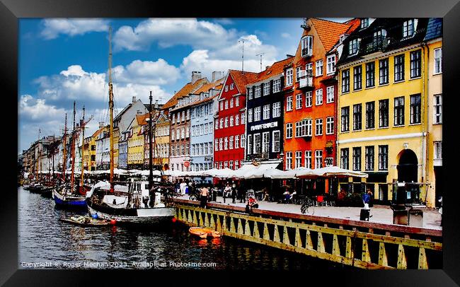 Colourful Nyhavn Canal Framed Print by Roger Mechan