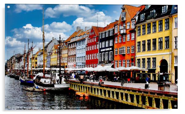 Colourful Nyhavn Canal Acrylic by Roger Mechan
