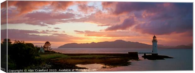 Sunset at the Rubha nan Gall lighthouse, Mull Canvas Print by Alan Crawford