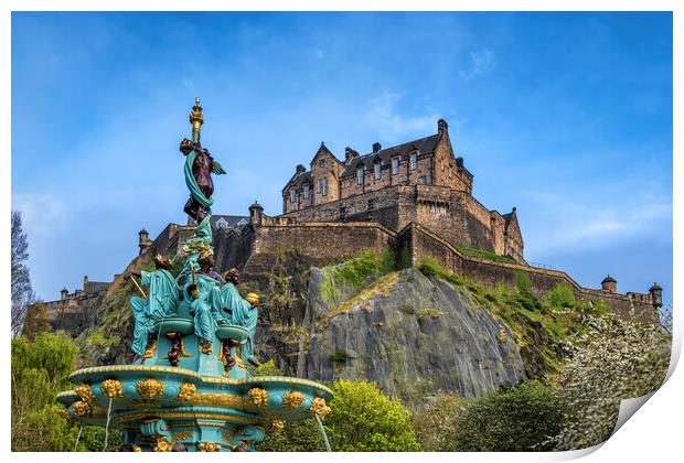 Edinburgh Castle And Ross Fountain Print by Artur Bogacki