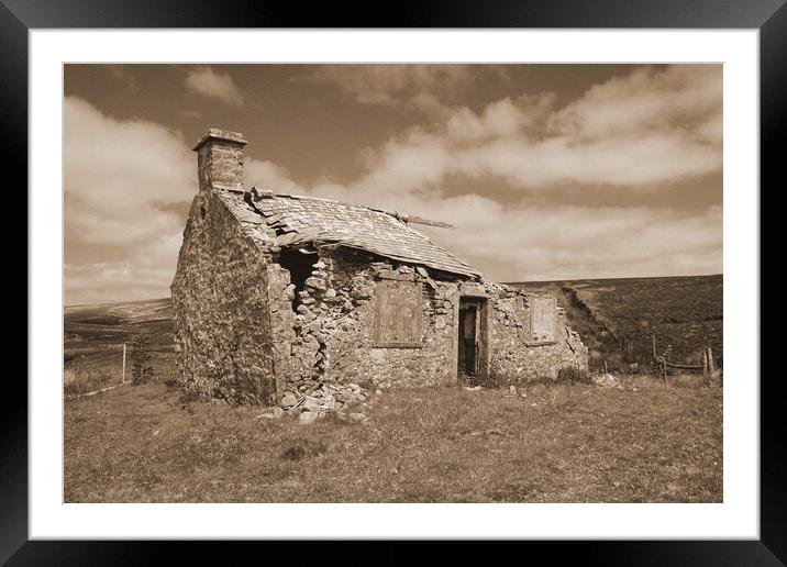 Derelict Yorkshire Dales farmhouse.  Framed Mounted Print by David Birchall