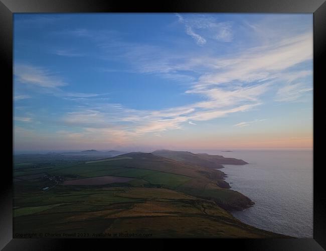 Sunset along the Pembrokeshire coast Framed Print by Charles Powell