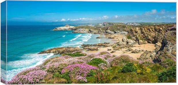 Newquay beach in North Cornwall Canvas Print by Andrew Michael