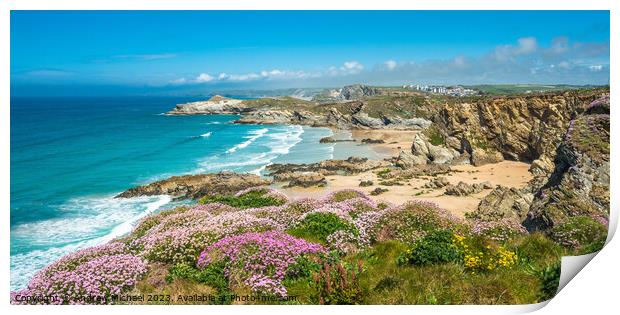 Newquay beach in North Cornwall Print by Andrew Michael