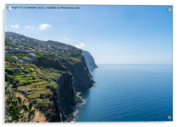 Cliffs below Campanario, Maderia, Portugal Acrylic by Jo Sowden