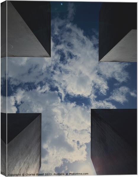 Looking up through the Holocaust Memorial, Berlin Canvas Print by Charles Powell