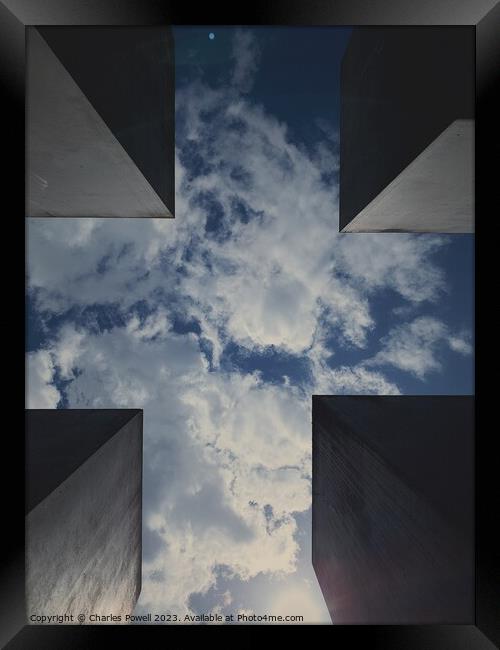 Looking up through the Holocaust Memorial, Berlin Framed Print by Charles Powell