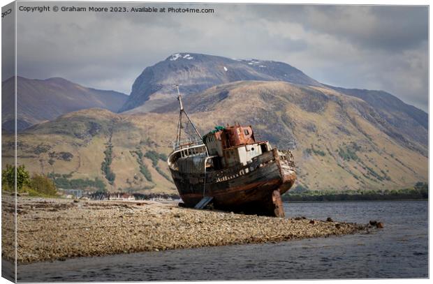 MV Dayspring wreck at Corpach Canvas Print by Graham Moore
