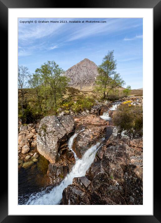 Buachaille Etive Mor and River Coupall falls Framed Mounted Print by Graham Moore
