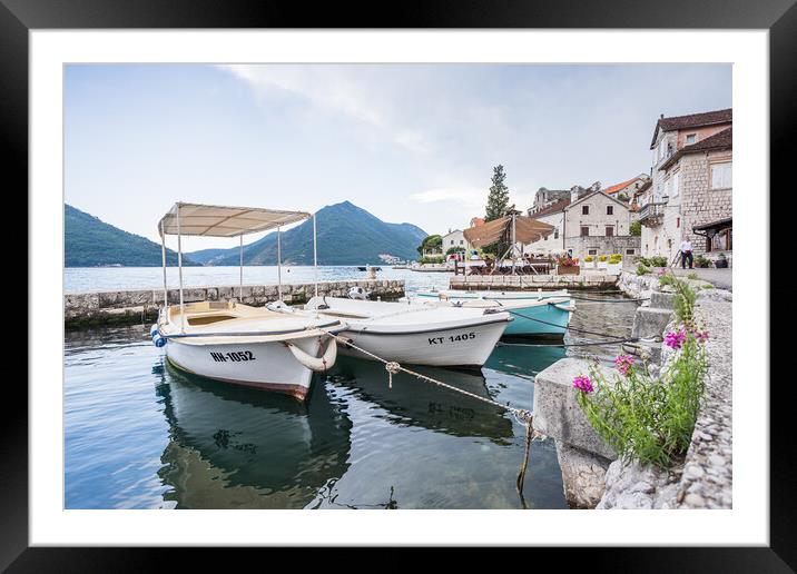 Pretty waterfront of Perast Framed Mounted Print by Jason Wells