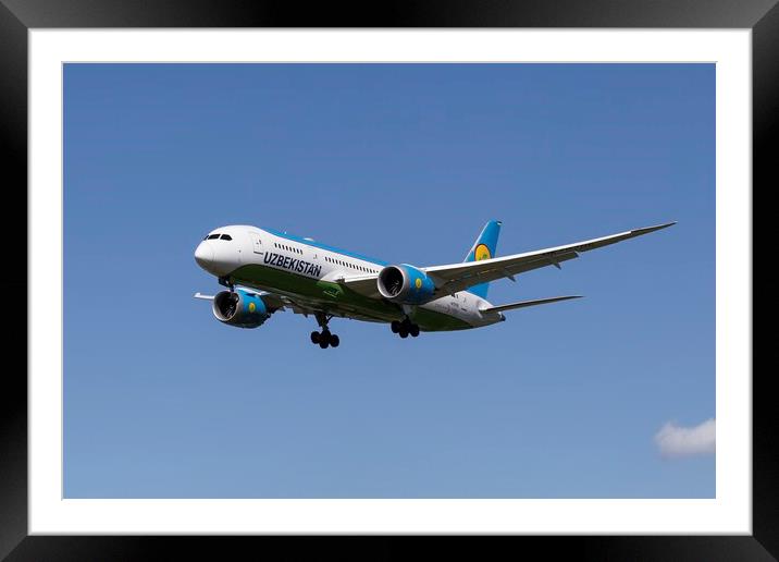 Uzbekistan Airways Boeing 787 Framed Mounted Print by David Pyatt