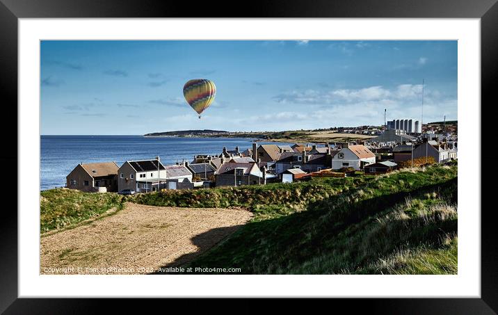 Burghead Village Seascape with Hot Air Balloon Framed Mounted Print by Tom McPherson