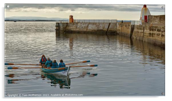 Burghead Rowing Club in action Acrylic by Tom McPherson
