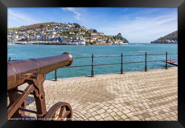 Quayside Cannon, Dartmouth Framed Print by Jim Monk