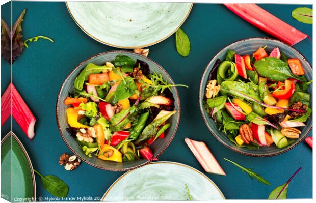 Green vegetable salad, healthy food. Canvas Print by Mykola Lunov Mykola