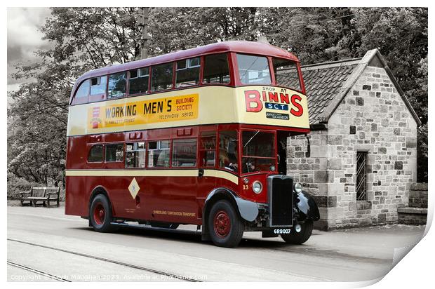 Red Double Decker Roaming Crossley 1947 Print by Kevin Maughan