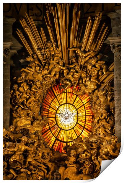 Dove of the Holy Spirit in St Peter Basilica Print by Artur Bogacki