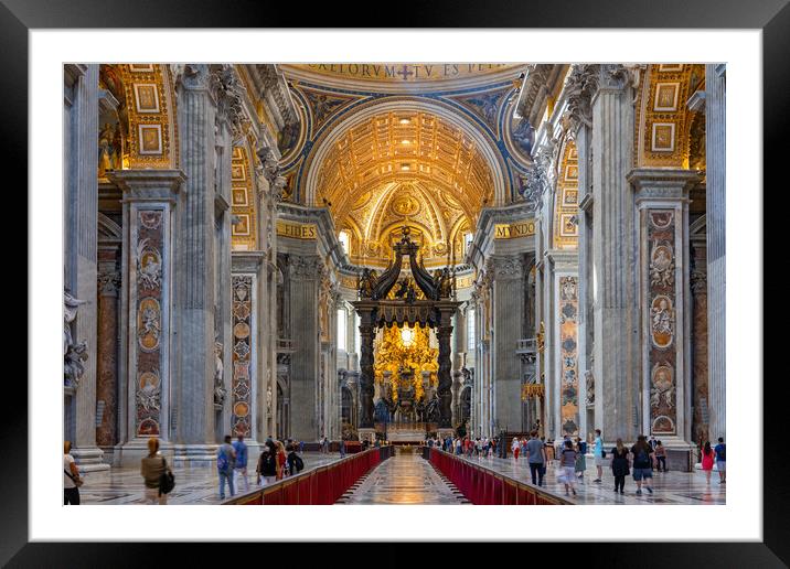 Saint Peter Basilica Interior In Vatican Framed Mounted Print by Artur Bogacki