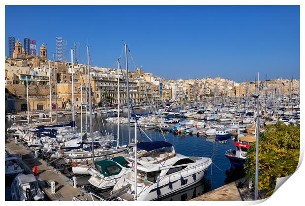 Senglea Skyline And Marina In Malta Print by Artur Bogacki