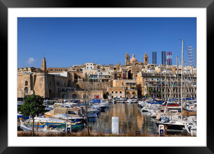 City Skyline of Senglea in Malta Framed Mounted Print by Artur Bogacki