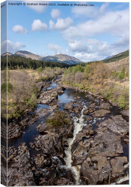 Falls of Orchy elevated view Canvas Print by Graham Moore