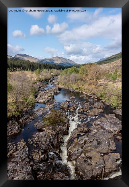 Falls of Orchy elevated view Framed Print by Graham Moore
