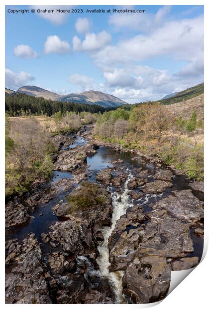 Falls of Orchy elevated view Print by Graham Moore