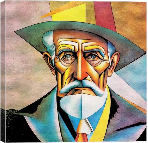 Portrait of old man in cubism style. Canvas Print by Luigi Petro