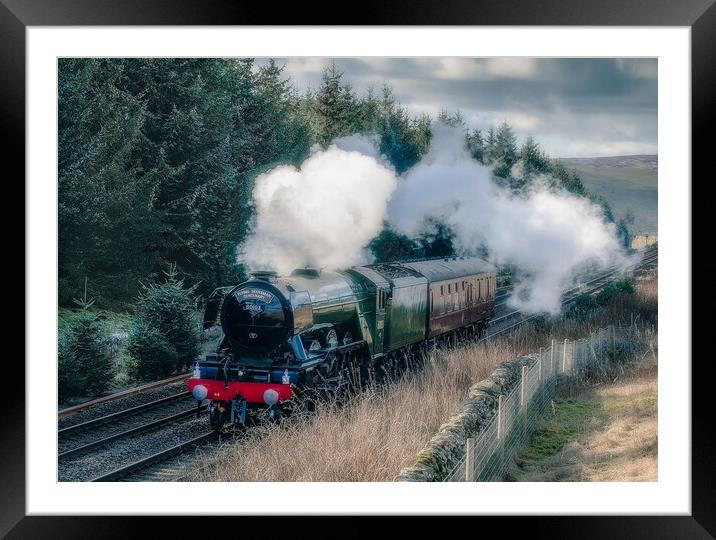 Flying Scotsman - Steam Train Framed Mounted Print by Duncan Loraine