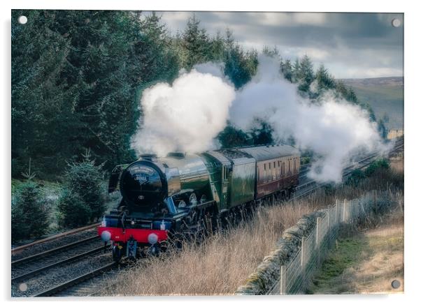 Flying Scotsman - Steam Train Acrylic by Duncan Loraine