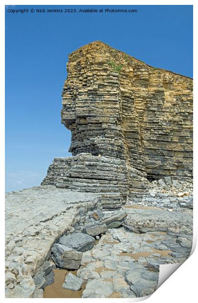 Nash Point Cliff Face Glamorgan Heritage Coast  Print by Nick Jenkins
