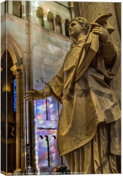 Angel Statue St John the Baptist Cathedral Basilica Lyon France Canvas Print by William Perry