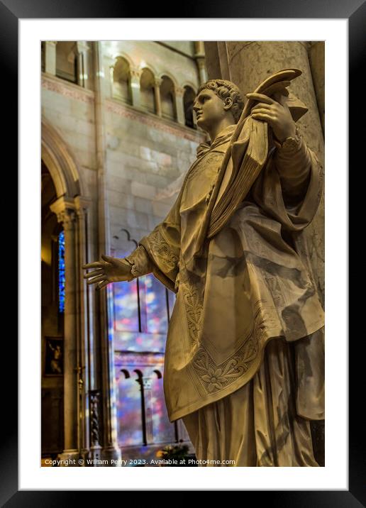 Angel Statue St John the Baptist Cathedral Basilica Lyon France Framed Mounted Print by William Perry
