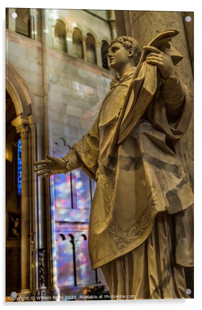 Angel Statue St John the Baptist Cathedral Basilica Lyon France Acrylic by William Perry