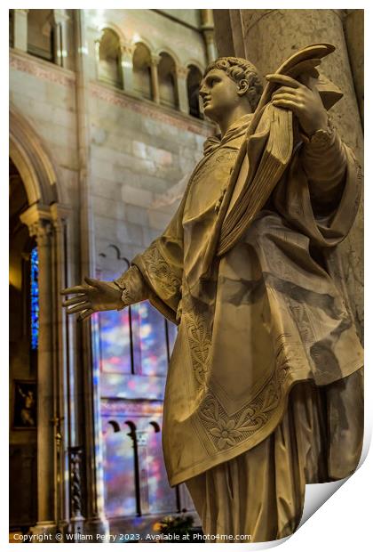 Angel Statue St John the Baptist Cathedral Basilica Lyon France Print by William Perry
