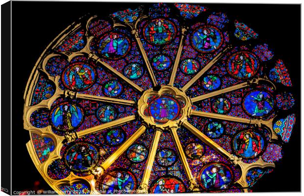 Angels Rose Window St John Baptist Cathedral Basilica Lyon Franc Canvas Print by William Perry