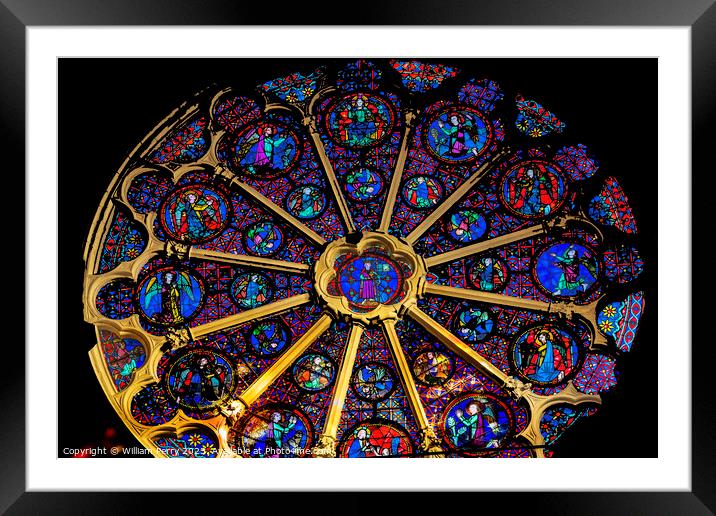 Angels Rose Window St John Baptist Cathedral Basilica Lyon Franc Framed Mounted Print by William Perry