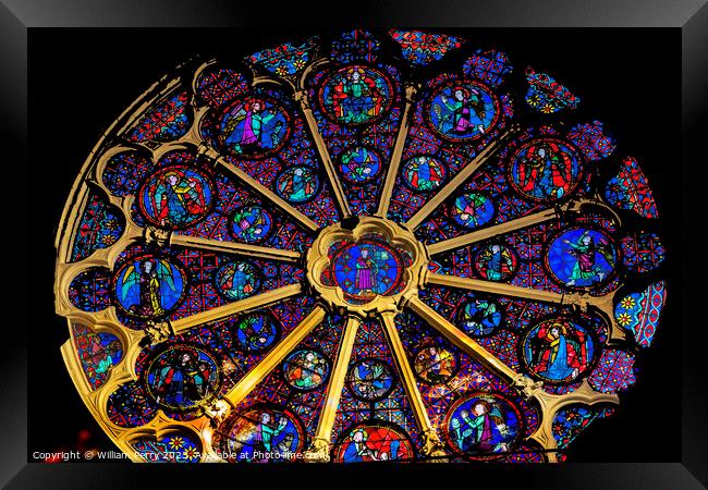 Angels Rose Window St John Baptist Cathedral Basilica Lyon Franc Framed Print by William Perry